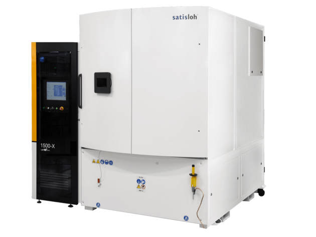 Large semiconductor processing system with enclosed chamber and side control panel featuring display screen.