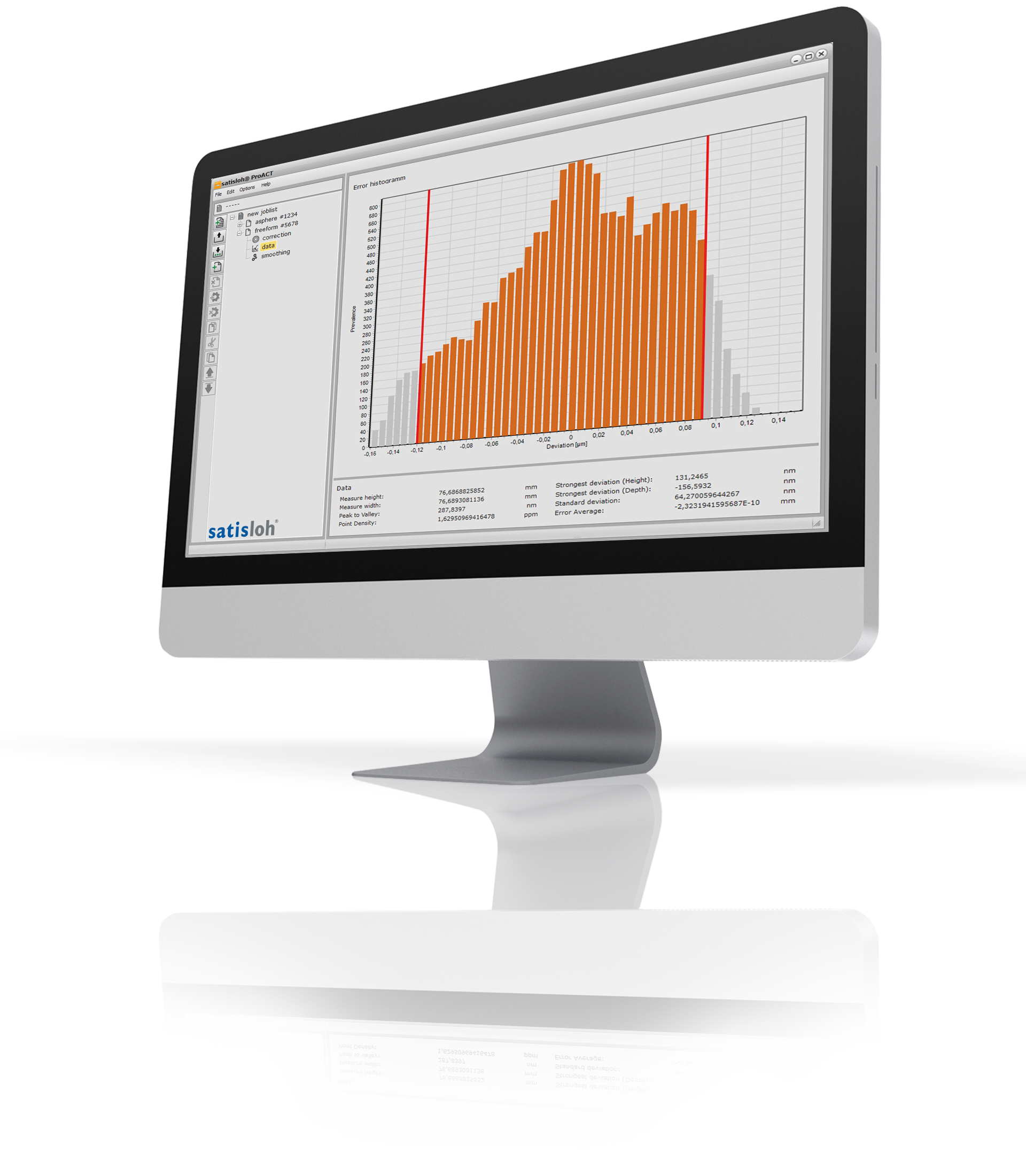 Computer monitor showing analytics dashboard with orange bar chart